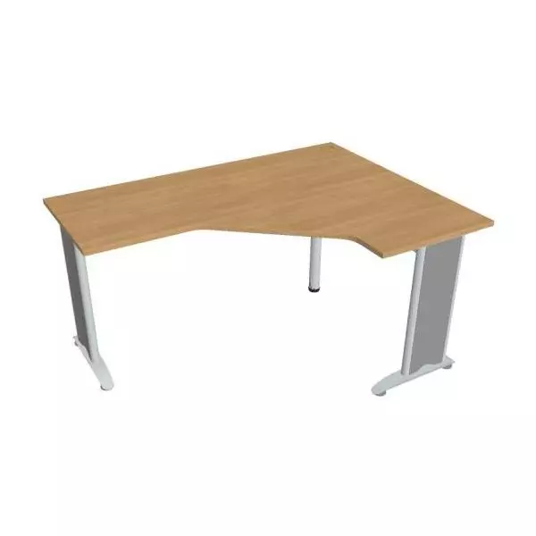 Pracovný stôl Flex, ergo, ľavý, 160x75,5x120 (60x60) cm, dub/kov