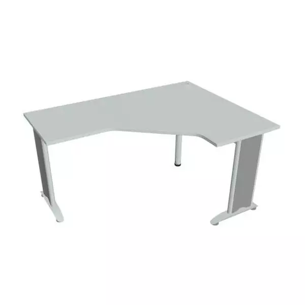 Pracovný stôl Flex, ergo, ľavý, 160x75,5x120 (60x60) cm, sivá/kov