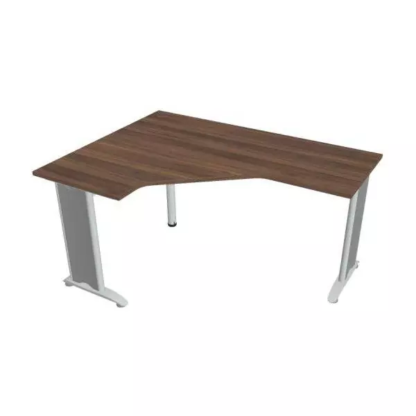 Pracovný stôl Flex, ergo, pravý, 160x75,5x120 (60x60) cm, orech/kov
