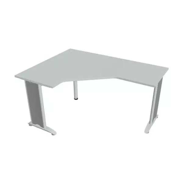 Pracovný stôl Flex, ergo, pravý, 160x75,5x120 (60x60) cm, sivá/kov