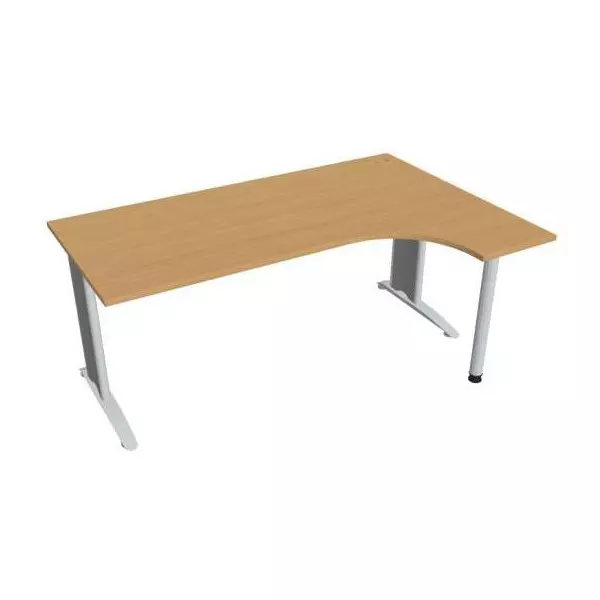 Pracovný stôl Flex, ergo, ľavý, 180x75,5x120 (80x40) cm, buk/kov