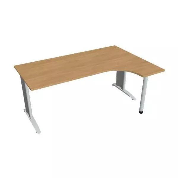 Pracovný stôl Flex, ergo, ľavý, 180x75,5x120 (80x40) cm, dub/kov