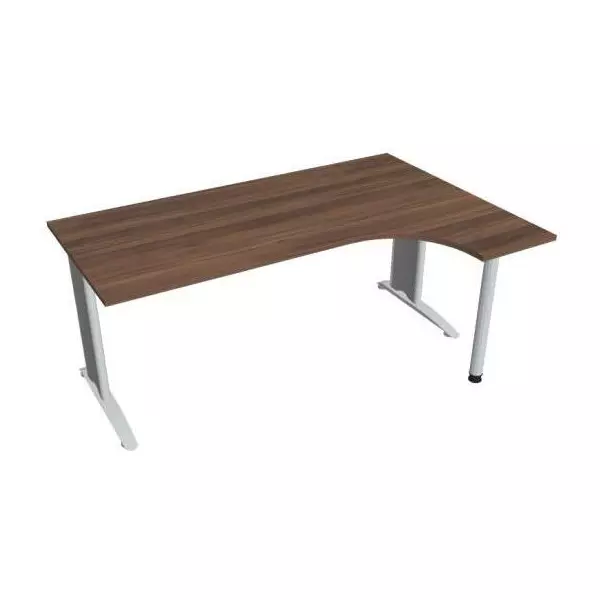 Pracovný stôl Flex, ergo, ľavý, 180x75,5x120 (80x40) cm, orech/kov