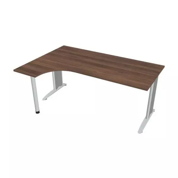 Pracovný stôl Flex, ergo, pravý, 180x75,5x120 (40x80) cm, orech/kov