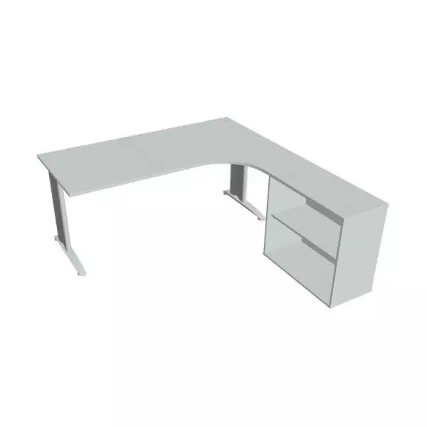 Pracovný stôl Flex, ergo, ľavý, 180x75,5x200,0 (80x40) cm, sivá/kov