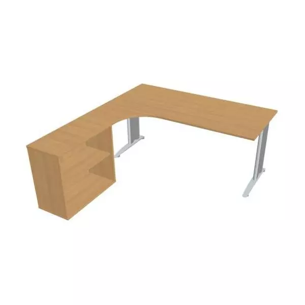 Pracovný stôl Flex, ergo, pravý, 180x75,5x200,0 (40x80) cm, buk/kov