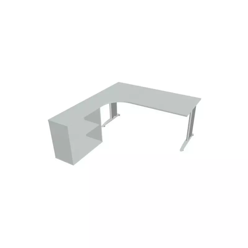 Pracovný stôl Flex, ergo, pravý, 180x75,5x200,0 (40x80) cm, sivá/kov Pracovný stôl Flex, ergo, pravý, 180x75,5x200,0 (40x80) cm, sivá/kov