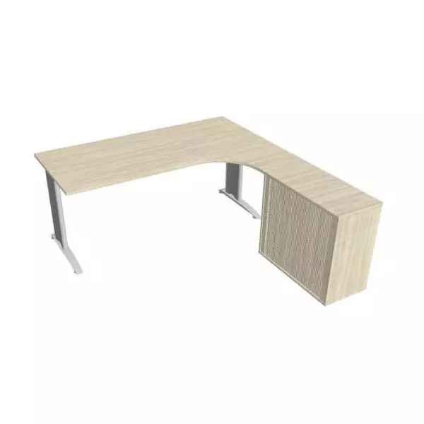 Pracovný stôl Flex, ergo, ľavý, 180x75,5x200,0 (80x40) cm, agát/kov