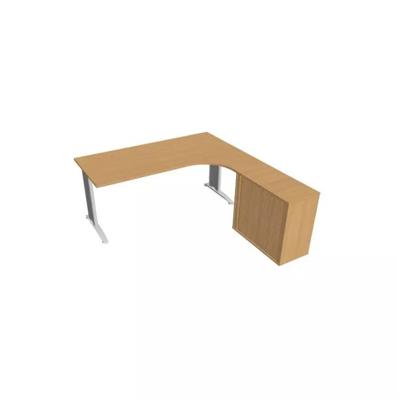 Pracovný stôl Flex, ergo, ľavý, 180x75,5x200,0 (80x40) cm, buk/kov Pracovný stôl Flex, ergo, ľavý, 180x75,5x200,0 (80x40) cm, buk/kov