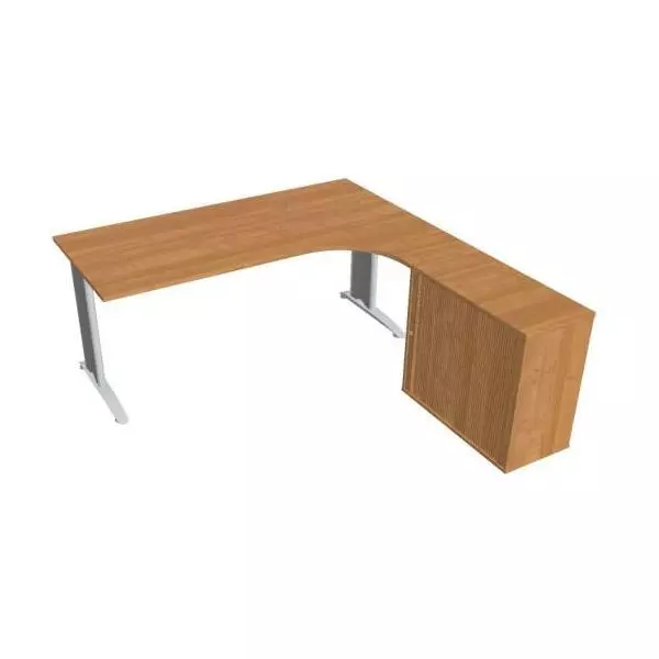 Pracovný stôl Flex, ergo, ľavý, 180x75,5x200,0 (80x40) cm, jelša/kov