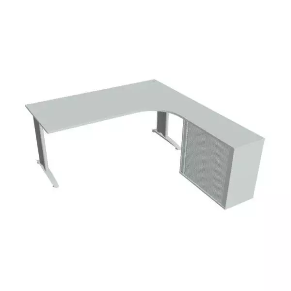 Pracovný stôl Flex, ergo, ľavý, 180x75,5x200,0 (80x40) cm, sivá/kov