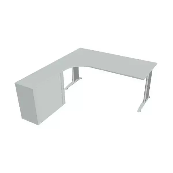 Pracovný stôl Flex, ergo, pravý, 180x75,5x200,0 (40x80) cm, sivá/kov