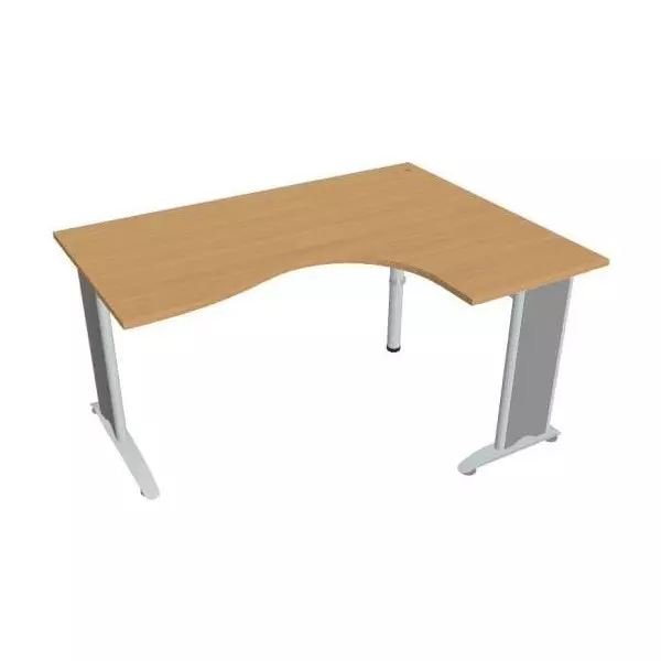 Pracovný stôl Flex, ergo, ľavý, 160x75,5x120 (80x60) cm, buk/kov