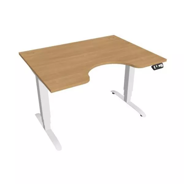 Pracovný stôl Motion Ergo, PO, 3S, 120x61-128x90 cm, dub/biela