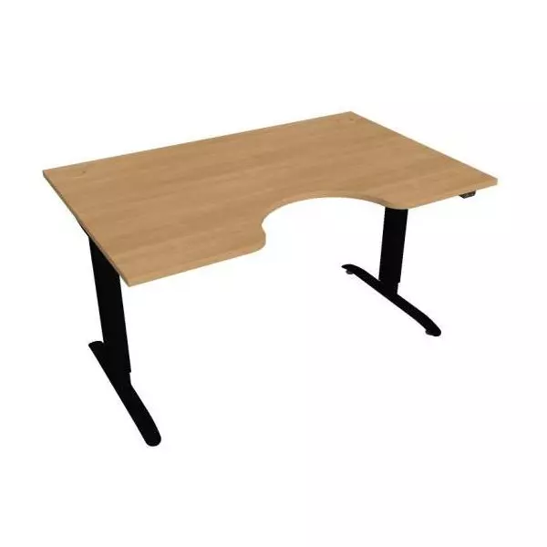 Pracovný stôl Motion Ergo, ZO, 2S, 140x70,5-120,5x90 cm, dub/čierna