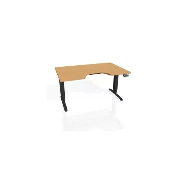 Pracovný stôl Motion Ergo, PO, 3S, 140x61-128x90 cm, buk/čierna
