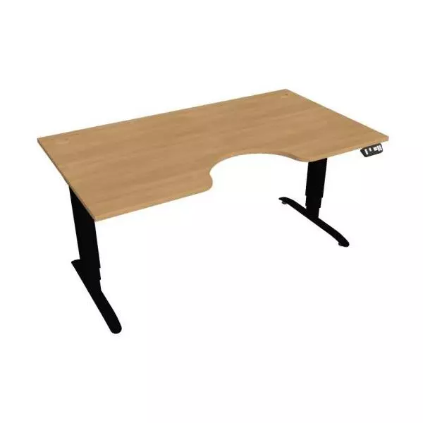 Pracovný stôl Motion Ergo, PO, 3S, 160x61-128x90 cm, dub/čierna