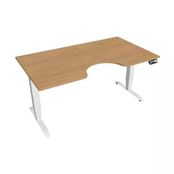 Pracovný stôl Motion Ergo, PO, 3S, 160x61-128x90 cm, dub/biela