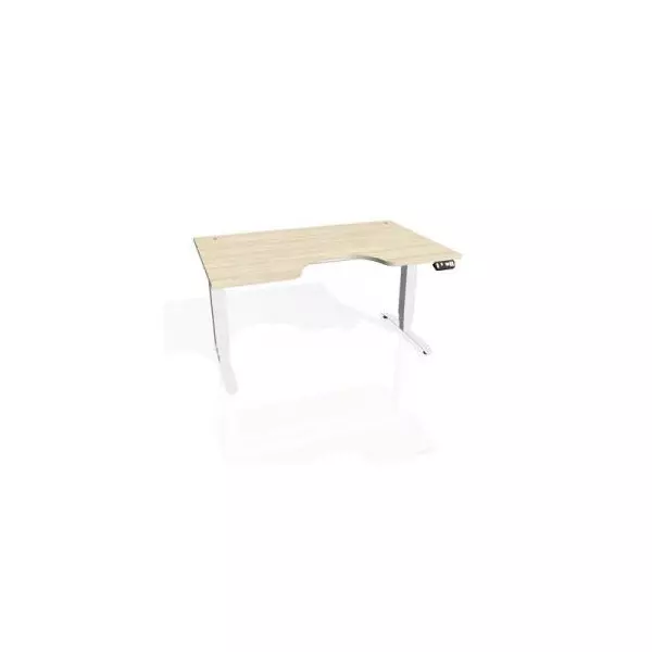 Pracovný stôl Motion Ergo, PO, 3S, 180x61-128x90 cm, agát/biela