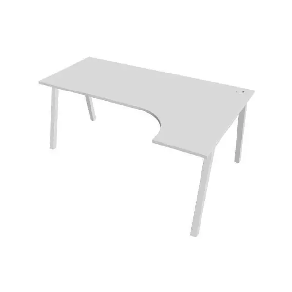 Pracovný stôl UNI A, ergo, ľavý, 180x75,5x120 cm, biela/biela