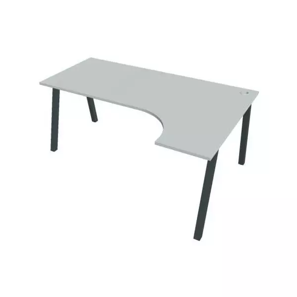 Pracovný stôl UNI A, ergo, ľavý, 180x75,5x120 cm, sivá/čierna