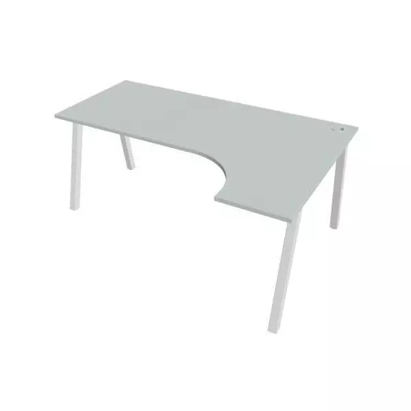 Pracovný stôl UNI A, ergo, ľavý, 180x75,5x120 cm, sivá/biela