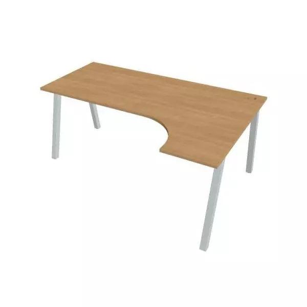 Pracovný stôl UNI A, ergo, ľavý, 180x75,5x120 cm, dub/sivá