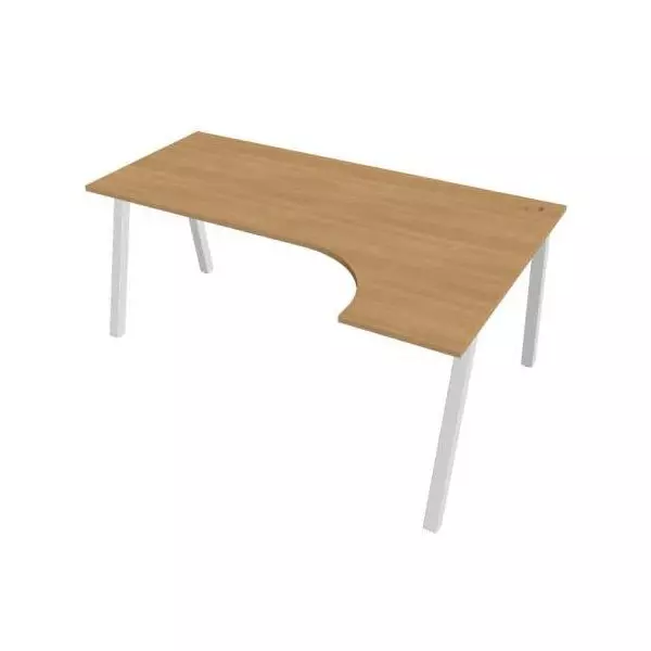 Pracovný stôl UNI A, ergo, ľavý, 180x75,5x120 cm, dub/biela