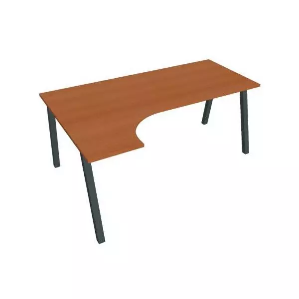 Pracovný stôl UNI A, ergo, pravý, 180x75,5x120 cm, čerešňa/čierna