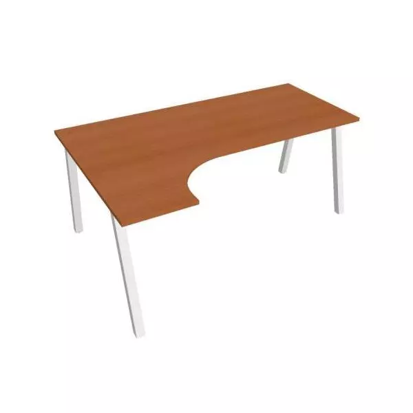 Pracovný stôl UNI A, ergo, pravý, 180x75,5x120 cm, čerešňa/biela
