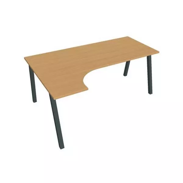Pracovný stôl UNI A, ergo, pravý, 180x75,5x120 cm, buk/čierna