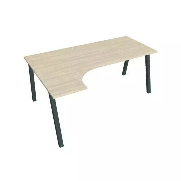 Pracovný stôl UNI A, ergo, pravý, 180x75,5x120 cm, agát/čierna