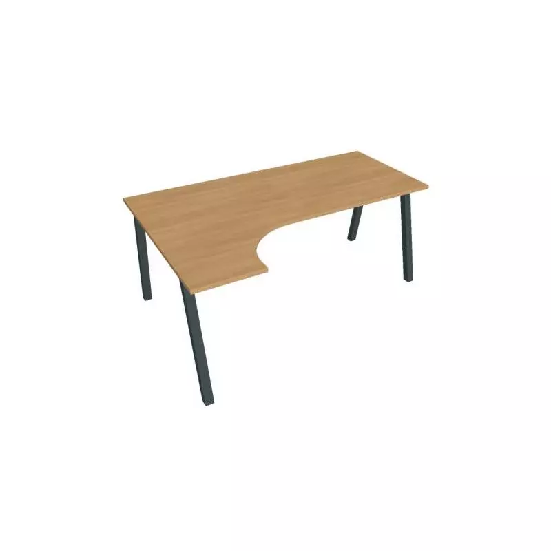 Pracovný stôl UNI A, ergo, pravý, 180x75,5x120 cm, dub/čierna Pracovný stôl UNI A, ergo, pravý, 180x75,5x120 cm, dub/čierna
