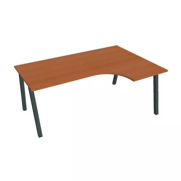 Pracovný stôl UNI A, ergo, ľavý, 180x75,5x120 cm, čerešňa/čierna