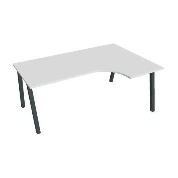 Pracovný stôl UNI A, ergo, ľavý, 180x75,5x120 cm, biela/čierna