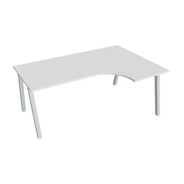 Pracovný stôl UNI A, ergo, ľavý, 180x75,5x120 cm, biela/sivá