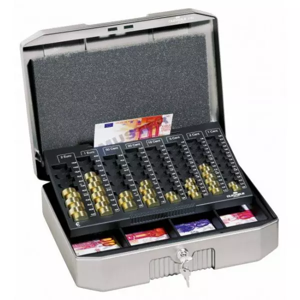 Euro-pokladnička DURABLE EUROBOXX 352x120x276mm strieborná