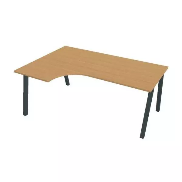 Pracovný stôl UNI A, ergo, pravý, 180x75,5x120 cm, buk/čierna