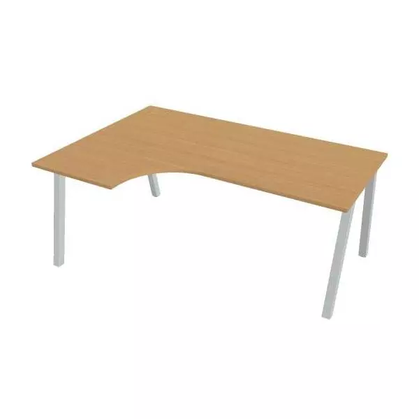 Pracovný stôl UNI A, ergo, pravý, 180x75,5x120 cm, buk/sivá