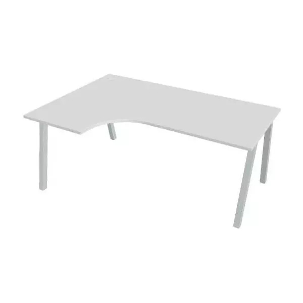 Pracovný stôl UNI A, ergo, pravý, 180x75,5x120 cm, biela/sivá