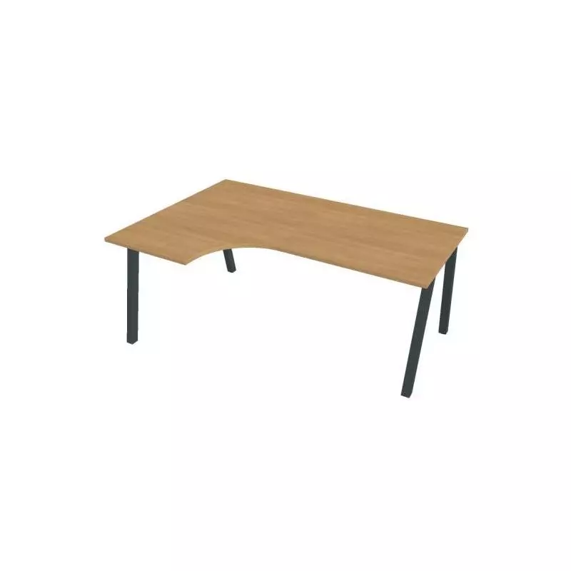 Pracovný stôl UNI A, ergo, pravý, 180x75,5x120 cm, dub/čierna Pracovný stôl UNI A, ergo, pravý, 180x75,5x120 cm, dub/čierna
