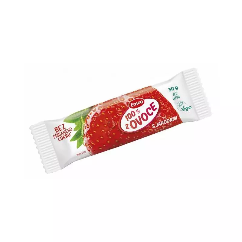 Tyčinka EMCO 100% z ovocia 30 g jahoda Tyčinka EMCO 100% z ovocia 30 g jahoda