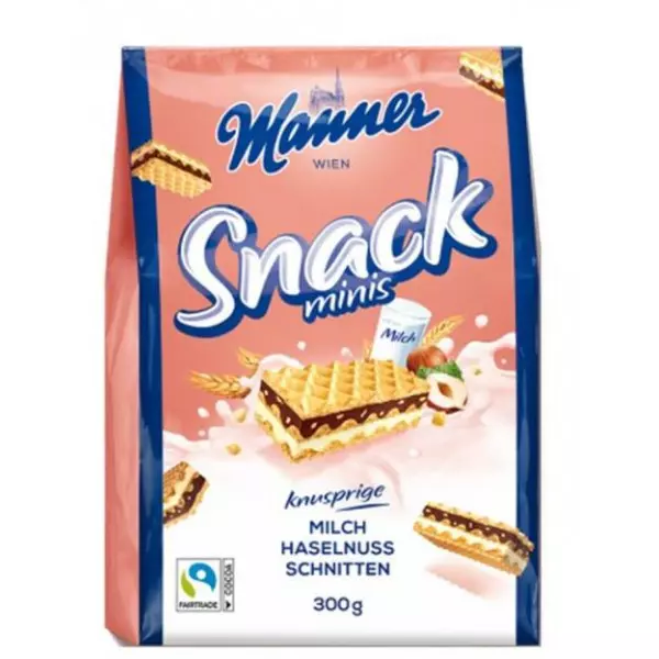 Oblátky Manner Snack Minis lieskovoorieškové 300 g