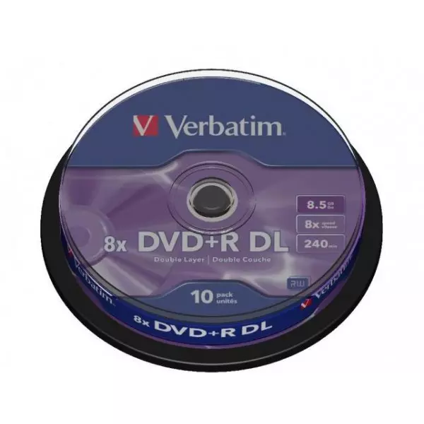 Verbatim DVD+R 8x DL 8,5GB cake 10 ks