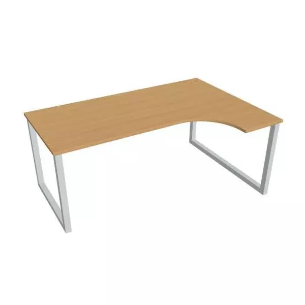 Pracovný stôl UNI O, ergo, ľavý, 180x75,5x120 cm, buk/sivá