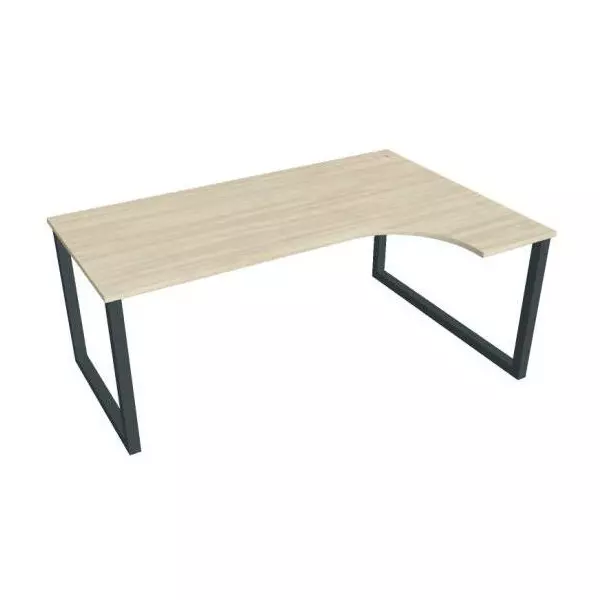 Pracovný stôl UNI O, ergo, ľavý, 180x75,5x120 cm, agát/čierna
