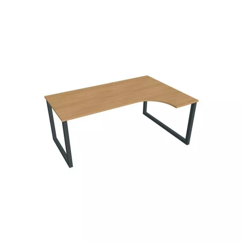 Pracovný stôl UNI O, ergo, ľavý, 180x75,5x120 cm, dub/čierna Pracovný stôl UNI O, ergo, ľavý, 180x75,5x120 cm, dub/čierna