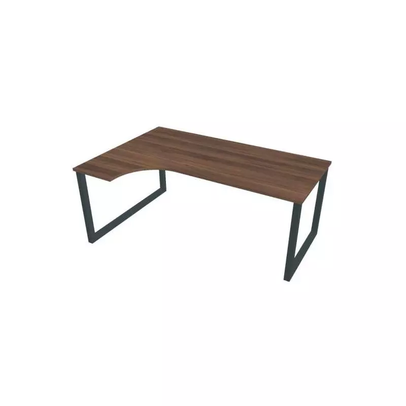 Pracovný stôl UNI O, ergo, pravý, 180x75,5x120 cm, orech/čierna Pracovný stôl UNI O, ergo, pravý, 180x75,5x120 cm, orech/čierna
