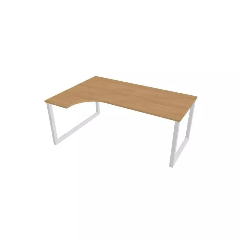 Pracovný stôl UNI O, ergo, pravý, 180x75,5x120 cm, dub/biela Pracovný stôl UNI O, ergo, pravý, 180x75,5x120 cm, dub/biela