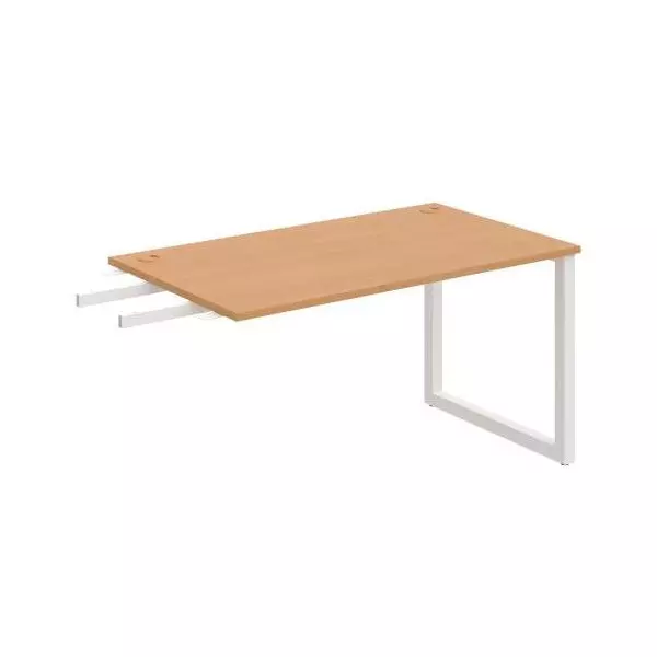 Pracovný stôl UNI O, kolmo reťaziaci, 140x75,5x80 cm, buk/biela